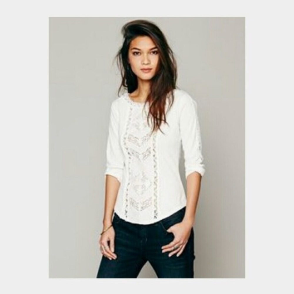 Free People Truly Madly Lace Top Sz XS